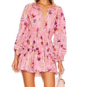 LoveShackFancy Clarkie Dress in Wild Pink Rose
